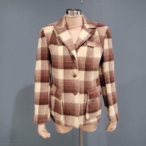 Vintage 70s wool check jackeu M/L